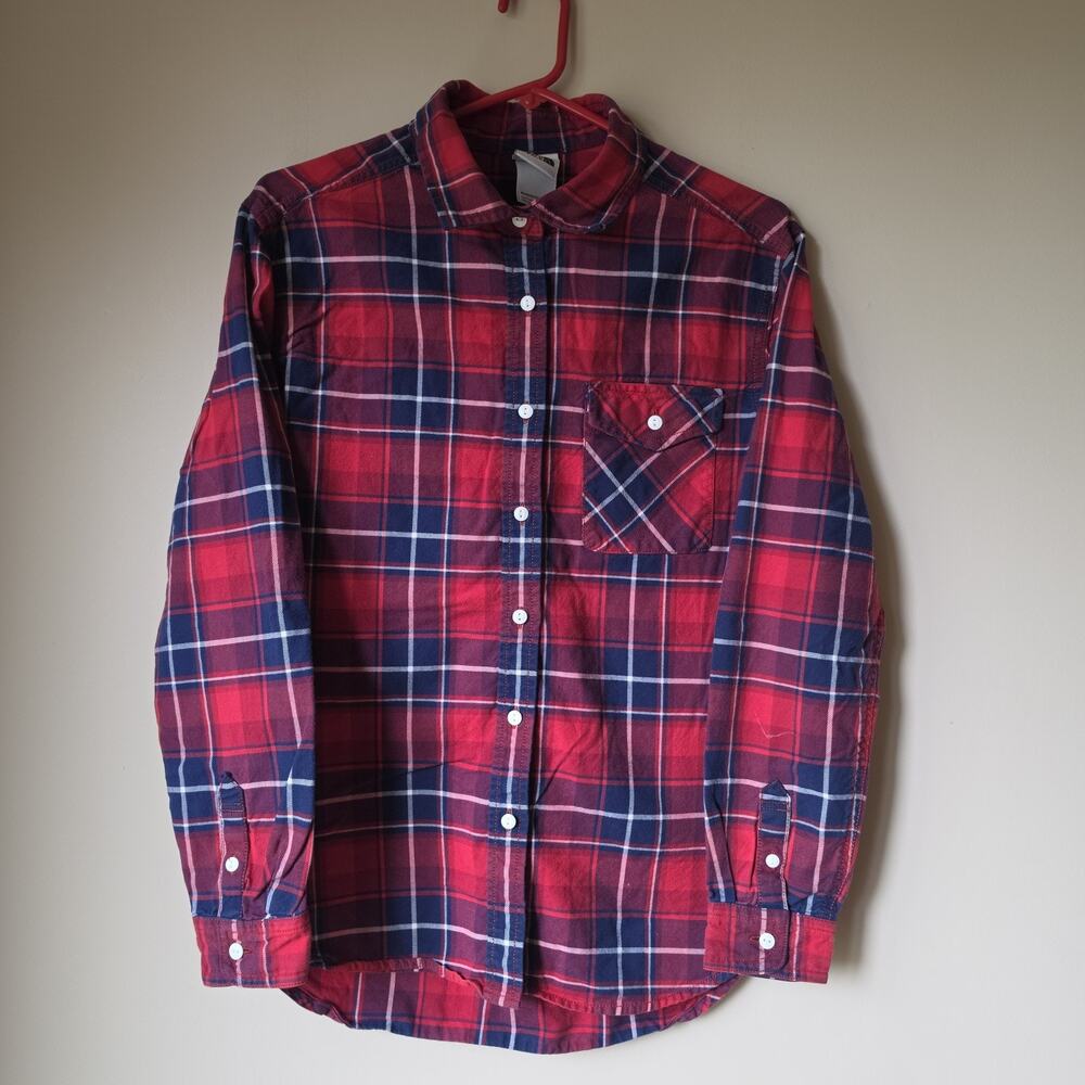 The North Face Flannel Shirt Womens Size Med Red Plaid 100% Cotton Long Sleeve